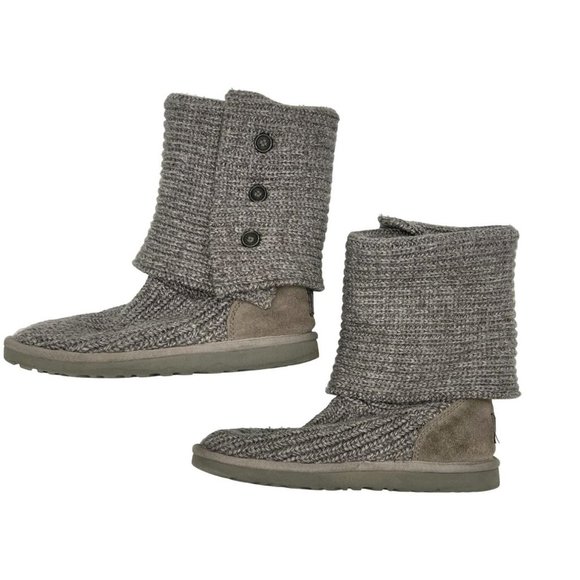 UGG Shoes Ugg Classic Cardy Boots Gray Knit Wool Acrylic Blend Foldable 7 Poshmark